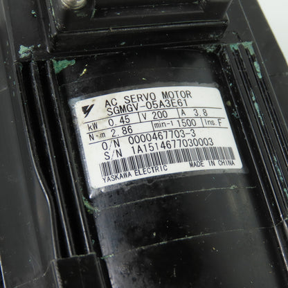 Yaskawa SGMGV-05A3E61 AC Servo Motor 0.45kW 200V 1500RPM