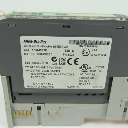 Allen-Bradley 1734-OB8E Point I/O 8-Point 24VDC Output Module Ser C w/ Base
