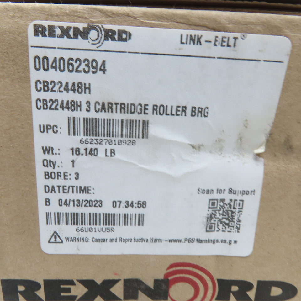 Rexnord 004062394 CB22448H Cartridge Roller Bearing 3" Bore Link-Belt