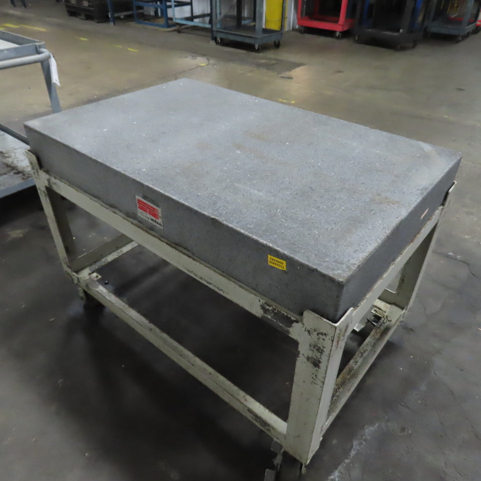 48" x 30" x 6" Thick Black Granite Layout Surface Inspection Plate W/ Casters