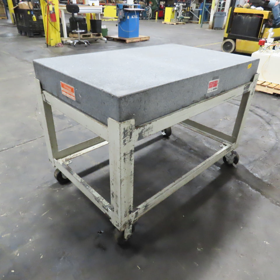 48" x 30" x 6" Thick Black Granite Layout Surface Inspection Plate W/ Casters