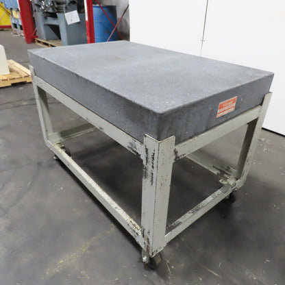 48" x 30" x 6" Thick Black Granite Layout Surface Inspection Plate W/ Casters