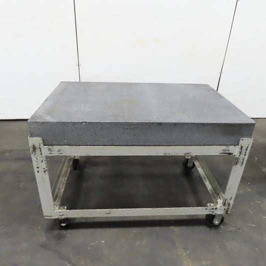48" x 30" x 6" Thick Black Granite Layout Surface Inspection Plate W/ Casters