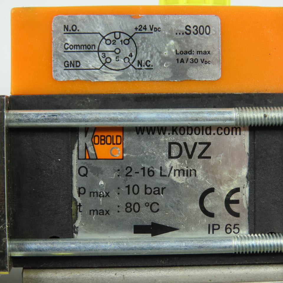 Kobold DVZ Vortex Flowmeter 2-16 L/min 10 Bar 80C IP65 W/ S300 Alarm Switch