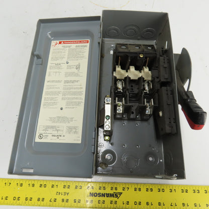 Square D H221N 30A 2-Pole Fusible Safety Disconnect Switch 240VAC 250VDC