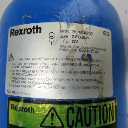 Rexroth R978045730 2.5 Gallon Hydro-Pneumatic Bladder Accumulator 3000 psi