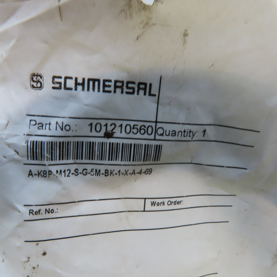 Schmersal A-K8P-M12-S-G-5M-BK-1-X-A-4-69 M12 8-Pole Straight Connecting Cable 5m