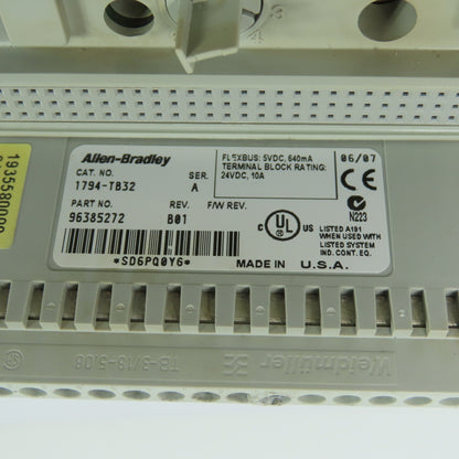 Allen-Bradley 1794-IB32 24VDC 32-Point Sink Input Module Ser A W/ 1794-TB32 Base