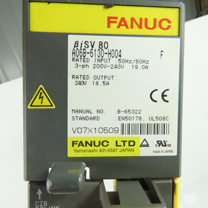 Fanuc A06B-6130-H004 BiSV 80 Servo Drive Plastic COVER ONLY