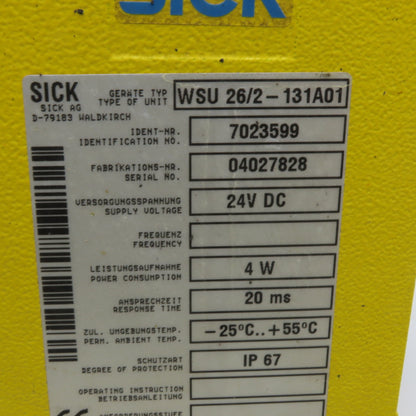 SICK 7023599 WSU 26/2-131A01 24VDC 0.5-18m Photoelectric Safety Sensor IP67