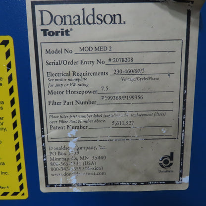 Donaldson MOD MED 2 7.5HP Mist Collector 230/460V 3Ph Tested