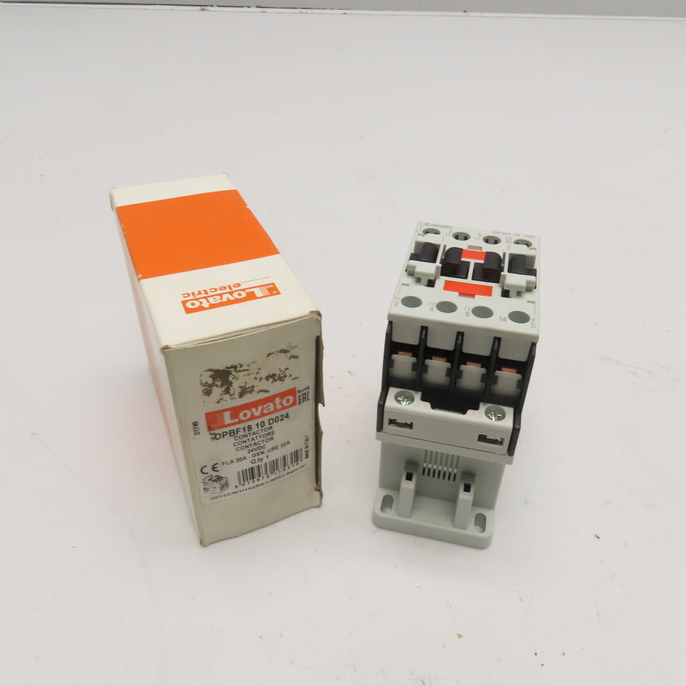 Lovato DPBF18 10 D024 3-Pole Contactor 24VDC Coil 30A FLA 600VAC 1NO