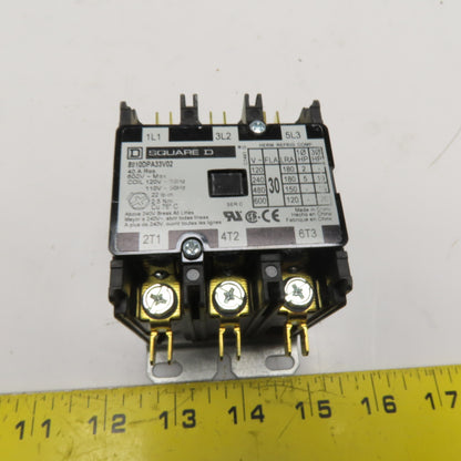 Square D 8910DPA33V02 3-Pole Definite Purpose Contactor 120VAC Coil 30 FLA 40A