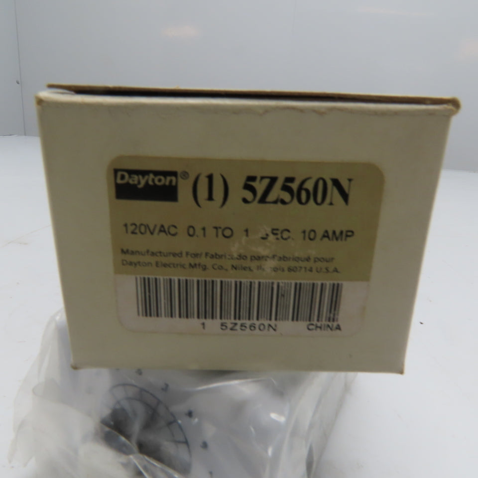 Dayton 5Z560N On Delay Time Delay Relay 120VAC 0.1 to 1s 10A