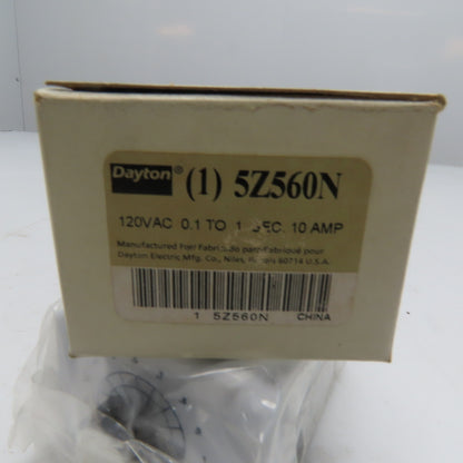 Dayton 5Z560N On Delay Time Delay Relay 120VAC 0.1 to 1s 10A