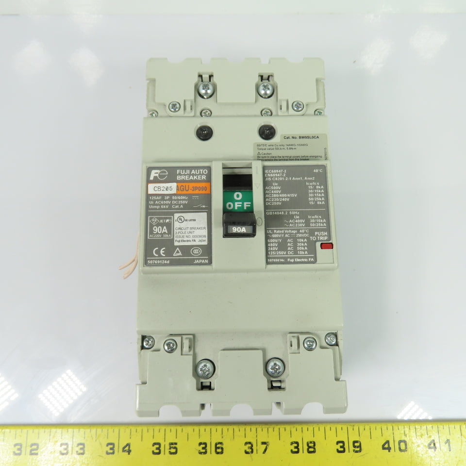 Fuji Electric BW125JAGU-3P090 90A 3-Pole Circuit Breaker 600VAC 250VDC