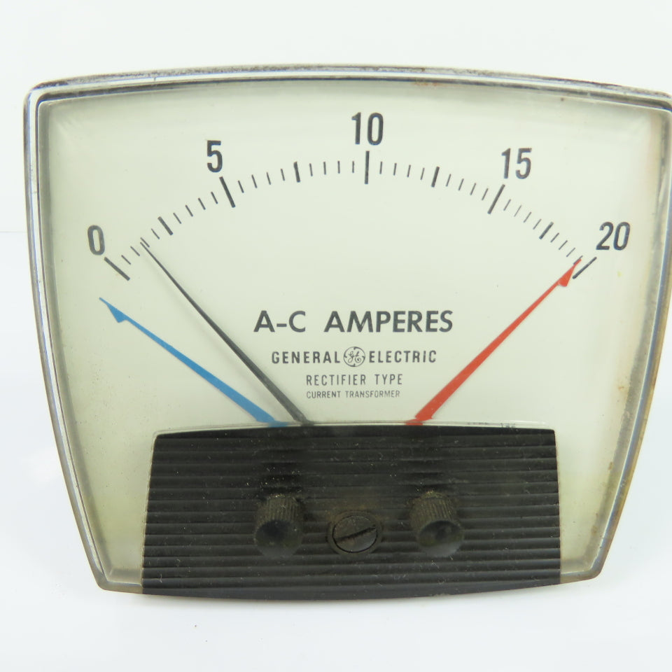 General Electric A-C Amperes Panel Meter 0-20A