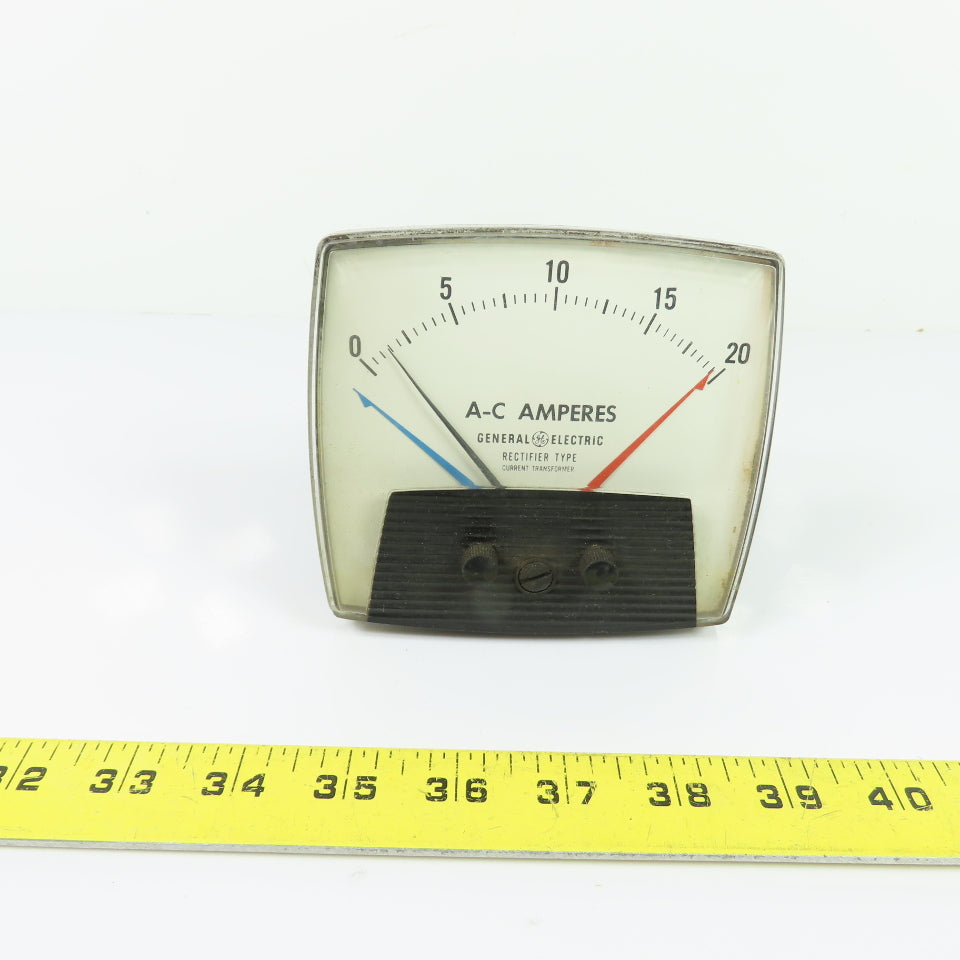 General Electric A-C Amperes Panel Meter 0-20A