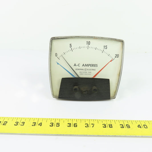 General Electric A-C Amperes Panel Meter 0-20A