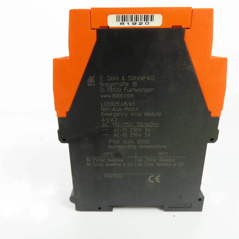 Dold LG5925.48/61 Safemaster Emergency Stop Module 110-115VAC 8A