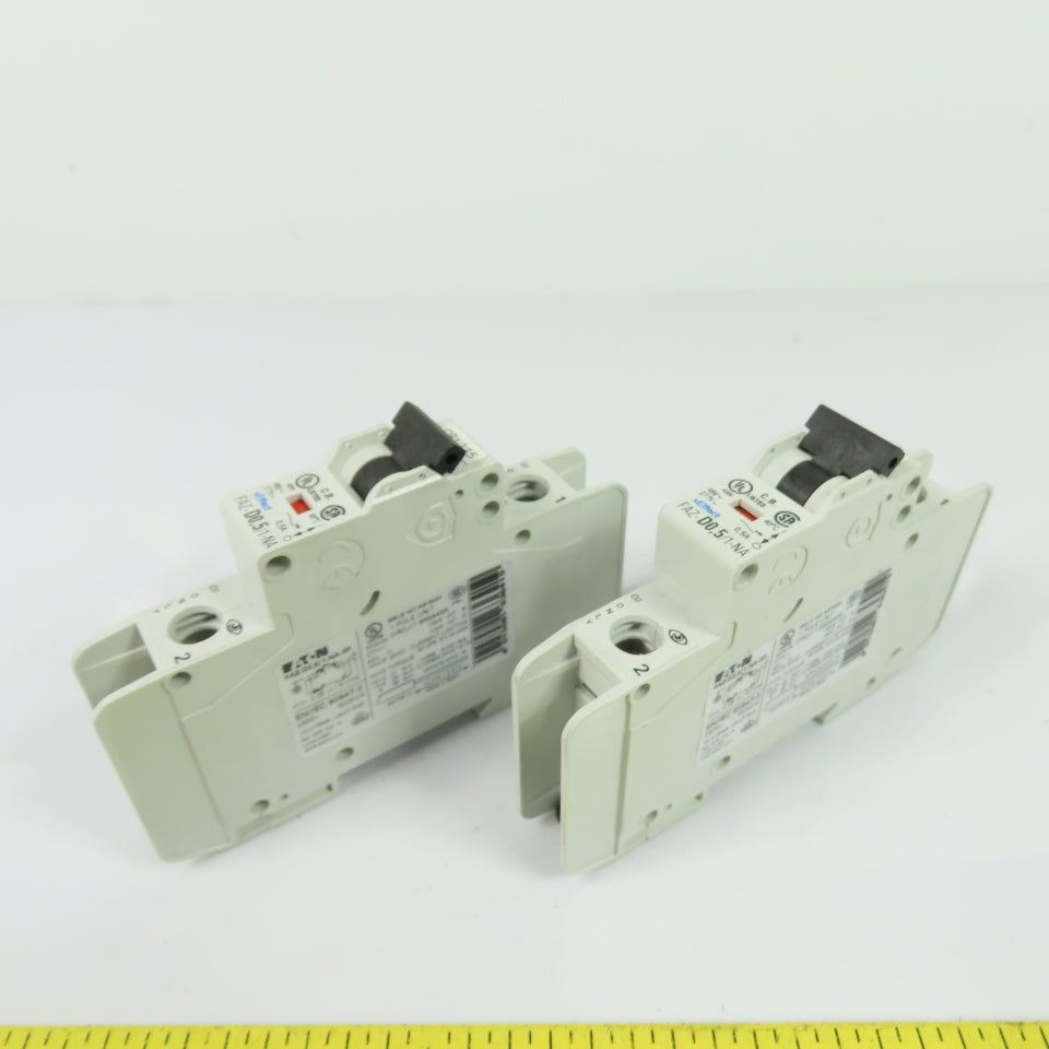 Eaton FAZ-D0,5/1-NA Circuit Breaker 0.5A 1-Pole 277VAC 48VDC Lot Of 2
