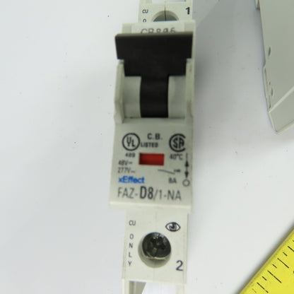 Eaton FAZ-D8/1-NA Circuit Breaker 1-Pole 8A 277VAC 48VDC Lot Of 2