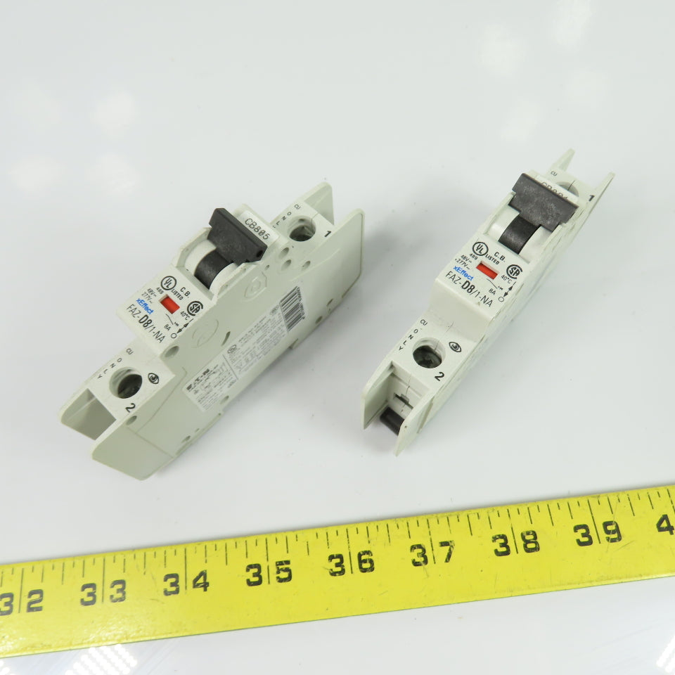 Eaton FAZ-D8/1-NA Circuit Breaker 1-Pole 8A 277VAC 48VDC Lot Of 2