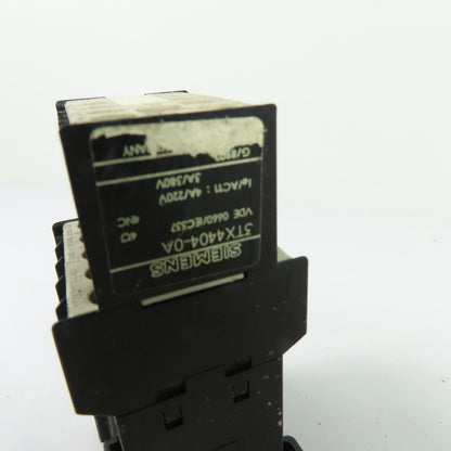 Siemens 3TH2040-0AK6 4-Pole Control Relay W/ 3TX4404-0A Auxiliary 110/120V Coil