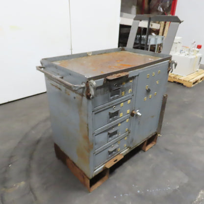 Heavy Duty Industrial Steel Rigging Storage Tool Cart W/ Drawers and Cabinet