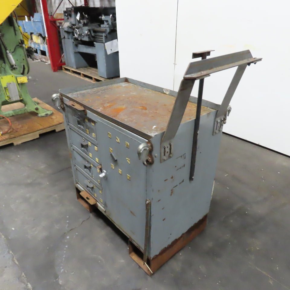 Heavy Duty Industrial Steel Rigging Storage Tool Cart W/ Drawers and Cabinet