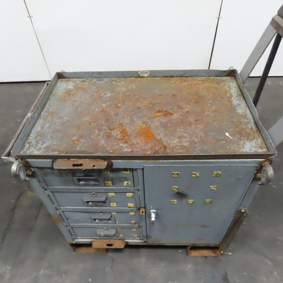 Heavy Duty Industrial Steel Rigging Storage Tool Cart W/ Drawers and Cabinet