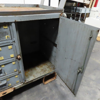 Heavy Duty Industrial Steel Rigging Storage Tool Cart W/ Drawers and Cabinet