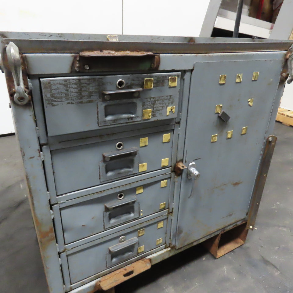 Heavy Duty Industrial Steel Rigging Storage Tool Cart W/ Drawers and Cabinet