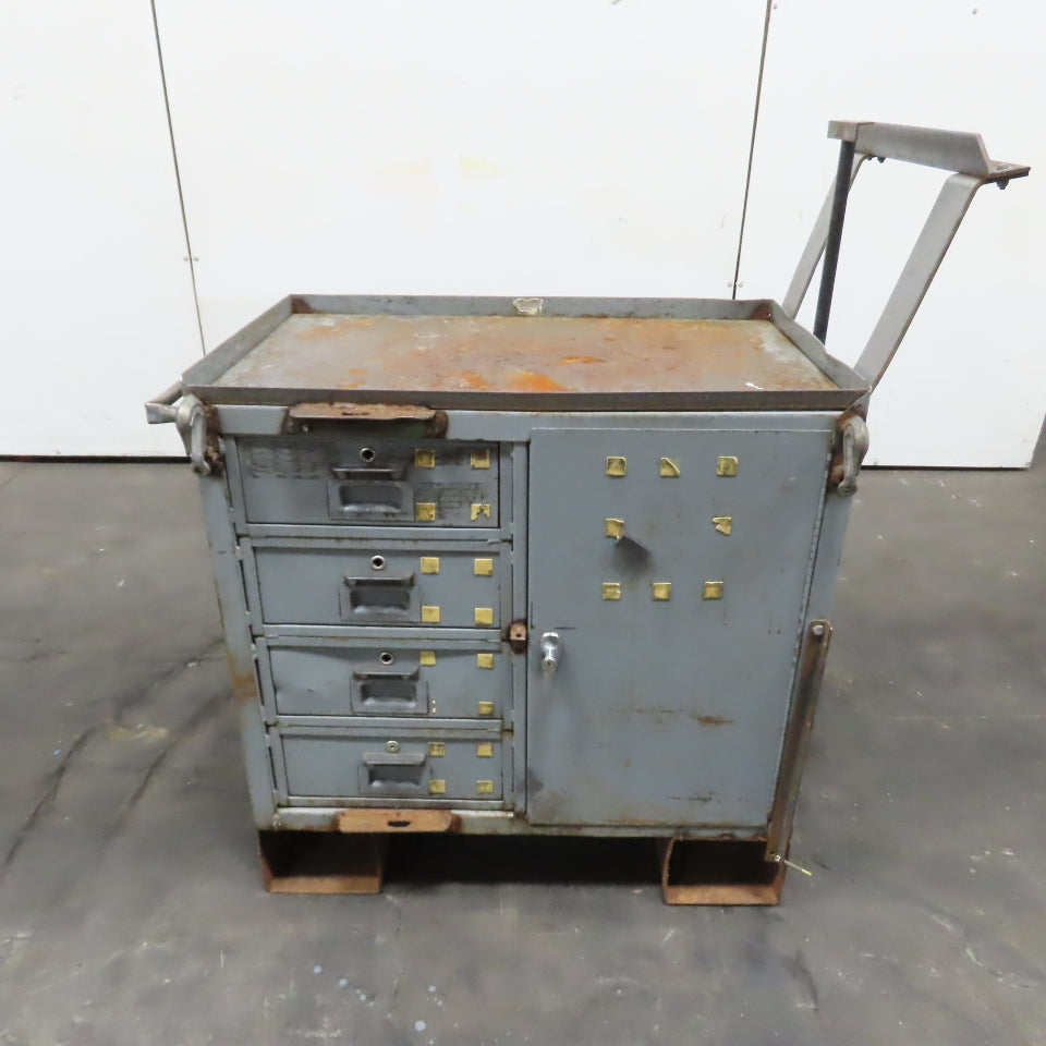 Heavy Duty Industrial Steel Rigging Storage Tool Cart W/ Drawers and Cabinet