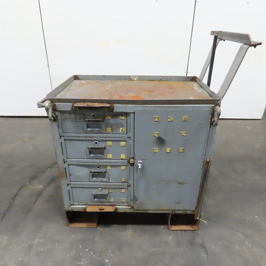 Heavy Duty Industrial Steel Rigging Storage Tool Cart W/ Drawers and Cabinet