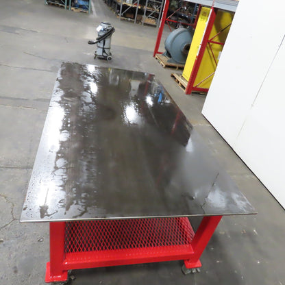 NEW 1/2" Steel Top Welding Fabrication Table Shelf Casters 96" x 48" x 34" T