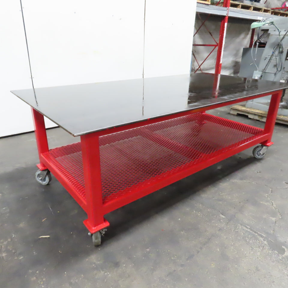 NEW 1/2" Steel Top Welding Fabrication Table Shelf Casters 96" x 48" x 34" T