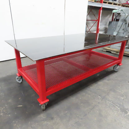 NEW 1/2" Steel Top Welding Fabrication Table Shelf Casters 96" x 48" x 34" T