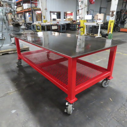 NEW 1/2" Steel Top Welding Fabrication Table Shelf Casters 96" x 48" x 34" T