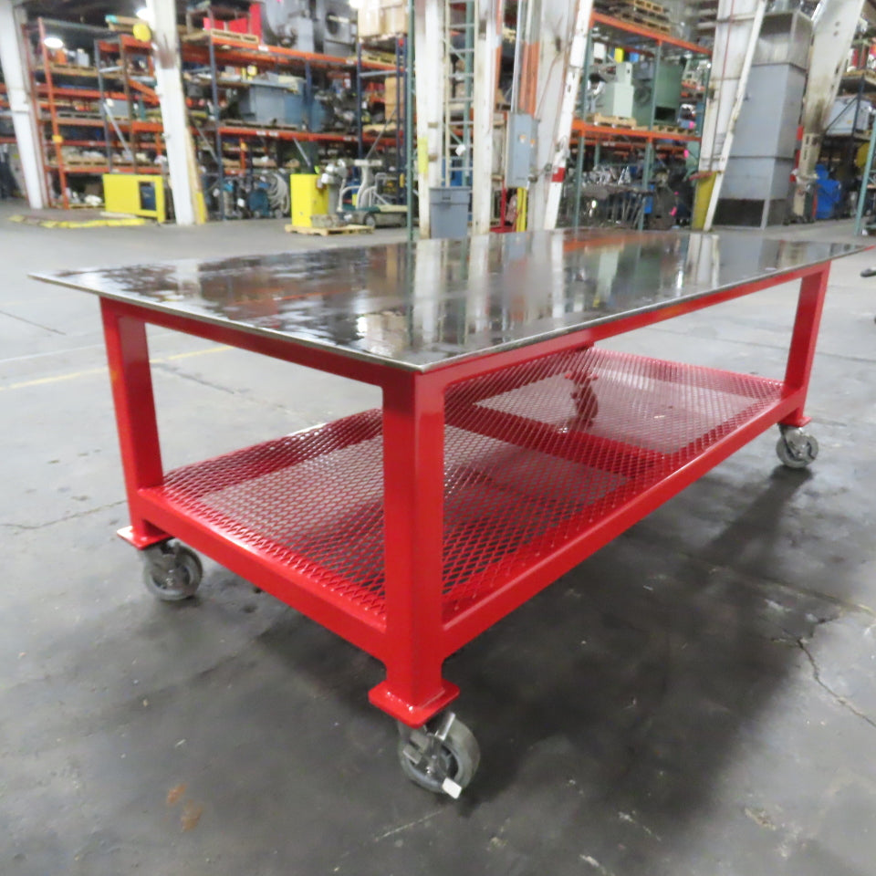 NEW 1/2" Steel Top Welding Fabrication Table Shelf Casters 96" x 48" x 34" T