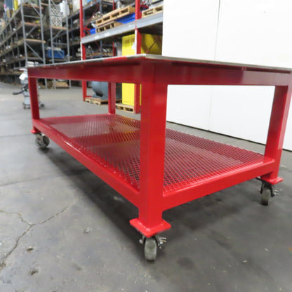 NEW 1/2" Steel Top Welding Fabrication Table Shelf Casters 96" x 48" x 34" T