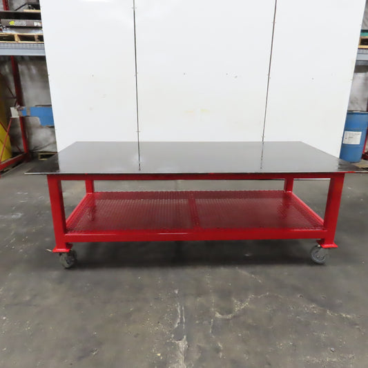 NEW 1/2" Steel Top Welding Fabrication Table Shelf Casters 96" x 48" x 34" T