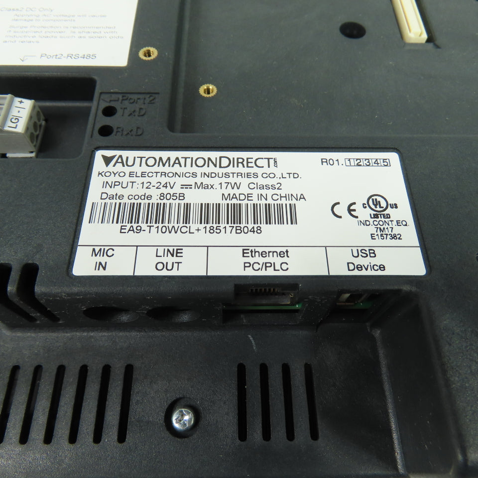 Automation Direct EA9-T10WCL C-more HMI Touch Screen Panel 10" 12-24VDC