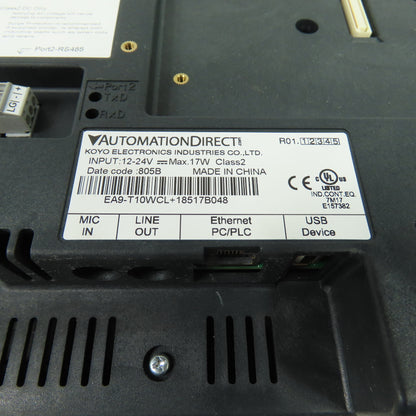 Automation Direct EA9-T10WCL C-more HMI Touch Screen Panel 10" 12-24VDC