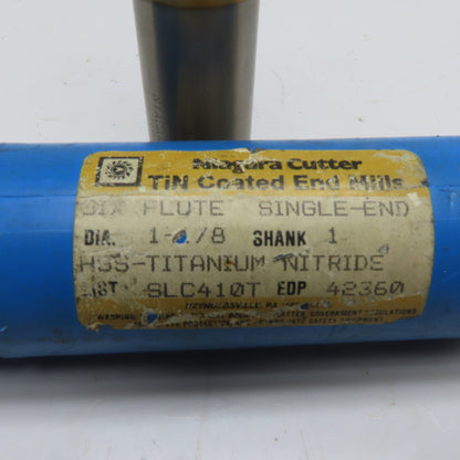 Niagara 1-1/8" TiN Coated HSS 6 Flute Modified End Mill Cutter 1" Shank