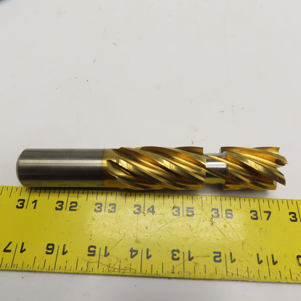 Niagara 1-1/8" TiN Coated HSS 6 Flute Modified End Mill Cutter 1" Shank