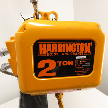 Harrington ER020L 2 Ton 4000LB Electric Chain Hoist 230/460V 3Ph 14 FPM 20' Lift