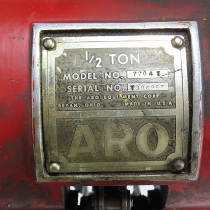 ARO 7704-T 1/2 Ton 1000LB Pneumatic Air Chain Hoist 20' Lift 90PSI