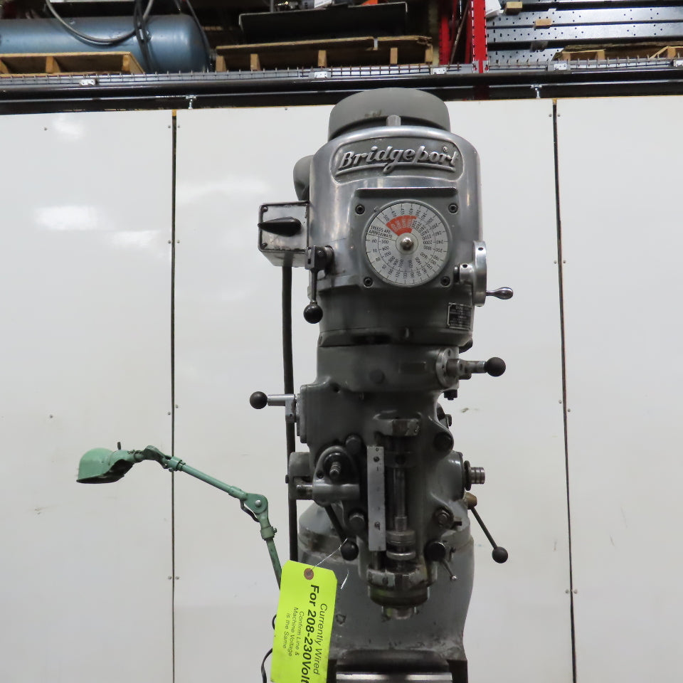 Bridgeport 1-1/2HP Vertical Milling Machine 3Ph 230/460V 1730 RPM W/ Powerfeed