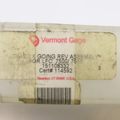 Vermont Gage 151108332 Class X GO/NG Reversible Plug Gage Assembly .7500/.7510